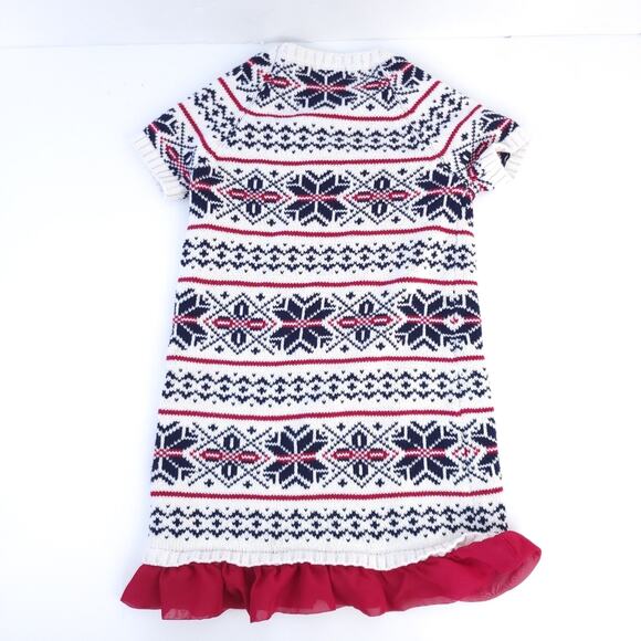 Maggie & Zoe Sweater Dress Small 7-8 Red White Nordic Icelandic Fair Isle Holida - Picture 3 of 5